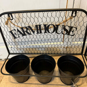 Farmhouse Decor Black Metal Chicken Wire Planter Set One Size